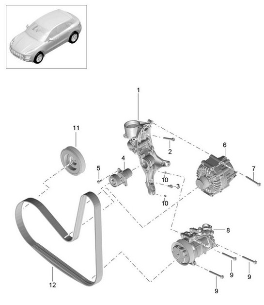 Riemenspanndämpfer / Poly-V-Riemen (Modell: CNCC,CNC, CYNA,CYPA, CYP,CYNB) 95B.1 Macan 2.0L 2014-18