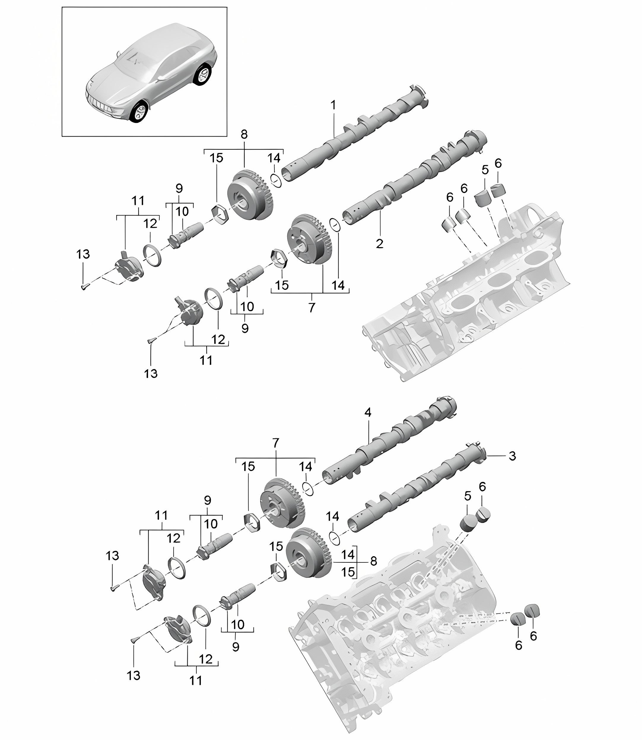 Camshaft (Model: CTMA,CTM, DCNA,DCN, DHKA,DHK)  95B.1 Macan 3.0L / 3.6L 2014-18