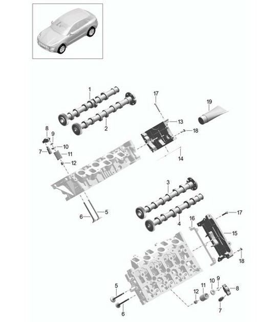 Diagram 103-050 Porsche 957 Cayenne S / GTS 4.8L 2007-10 Moteur