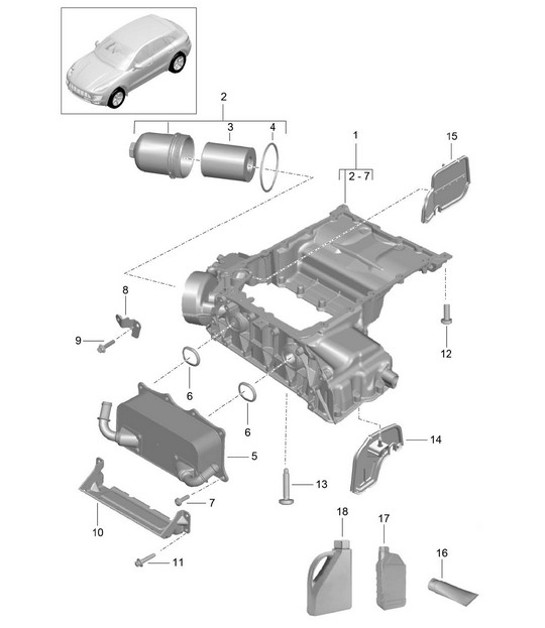Diagram 104-030 Porsche Macan (95B) MK1 (2014-2018) Motore