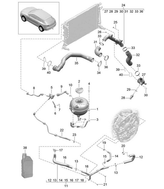 Diagram 105-040 Porsche Macan (95B) MK1 (2014-2018) Engine