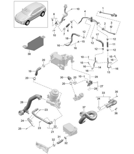 Diagram 105-070 Porsche Macan (95B) MK1 (2014-2018) Engine