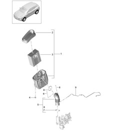 Luchtfilter met verbindingsdelen (model: CNCC,CNC, CYNA,CYPA, CYP,CYNB) 95B.1 Macan 2.0L 2014-18
