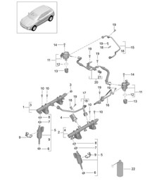 Brandstofverzamelleiding / Hogedrukinjector / Hogedrukpomp (Model: CTMA,CTM, CTLA,CTL, DCNA,DCN, DHKA,DHK) 95B.1 Macan 3.0L / 3.6L 2014-18