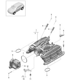 Intake air distributor / Throttle valve adapter (Model: CTMA,CTM, CTLA,CTL, DCNA,DCN, DHKA,DHK) 95B.1 Macan 3.0L / 3.6L 2014-18