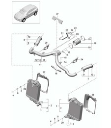 Refroidisseur d'air de suralimentation / Tuyau de pression (Modèle : CTMA,CTM, CTLA,CTL, DCNA,DCN, DHKA,DHK) 95B.1 Macan 3,0L / 3,6L 2014-18
