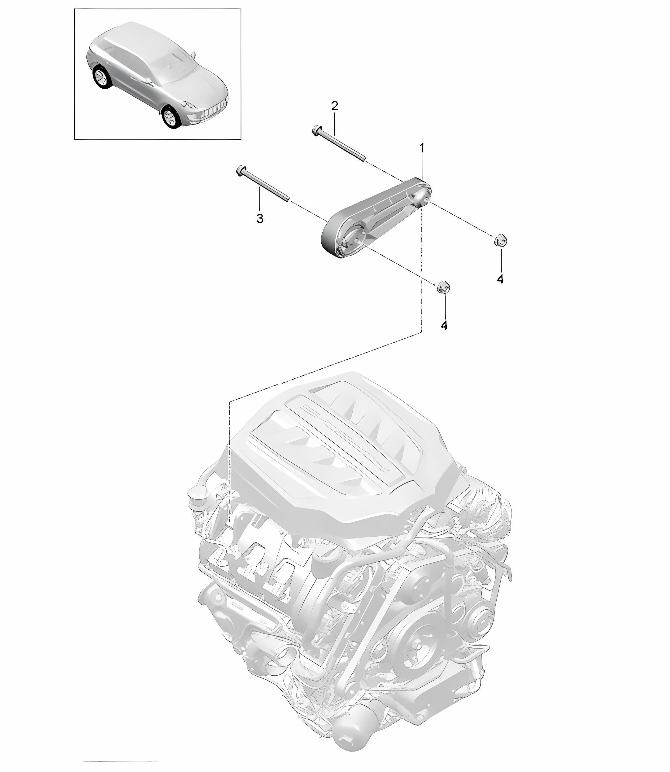 Engine lifting tackle / Engine support (Model: CTMA,CTM, CTLA,CTL, DCNA,DCN, DHKA,DHK) 95B.1 Macan 3.0L / 3.6L 2014-18
