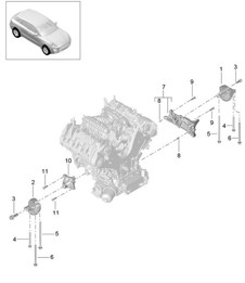 Engine lifting tackle / Engine mounting (Model: CTMA,CTM, CTLA,CTL, DCNA,DCN, DHKA,DHK) 95B.1 Macan 3.0L / 3.6L 2014-18