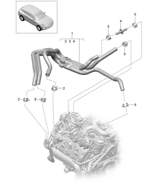Diagram 201-035 Porsche 968 CS 3.0L 1993-95 Fuel System, Exhaust System