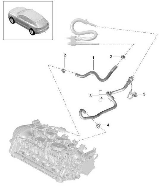 Diagram 201-040 Porsche Macan (95B) MK1 (2014-2018) Fuel System, Exhaust System