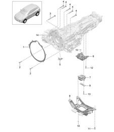 Bevestigingsonderdelen voor motor en transmissie / transmissiedrager (model: CTMA,CTM, CTLA,CTL, DCNA,DCN, DHKA,DHK) 95B.1 Macan 3.0L / 3.6L 2014-18