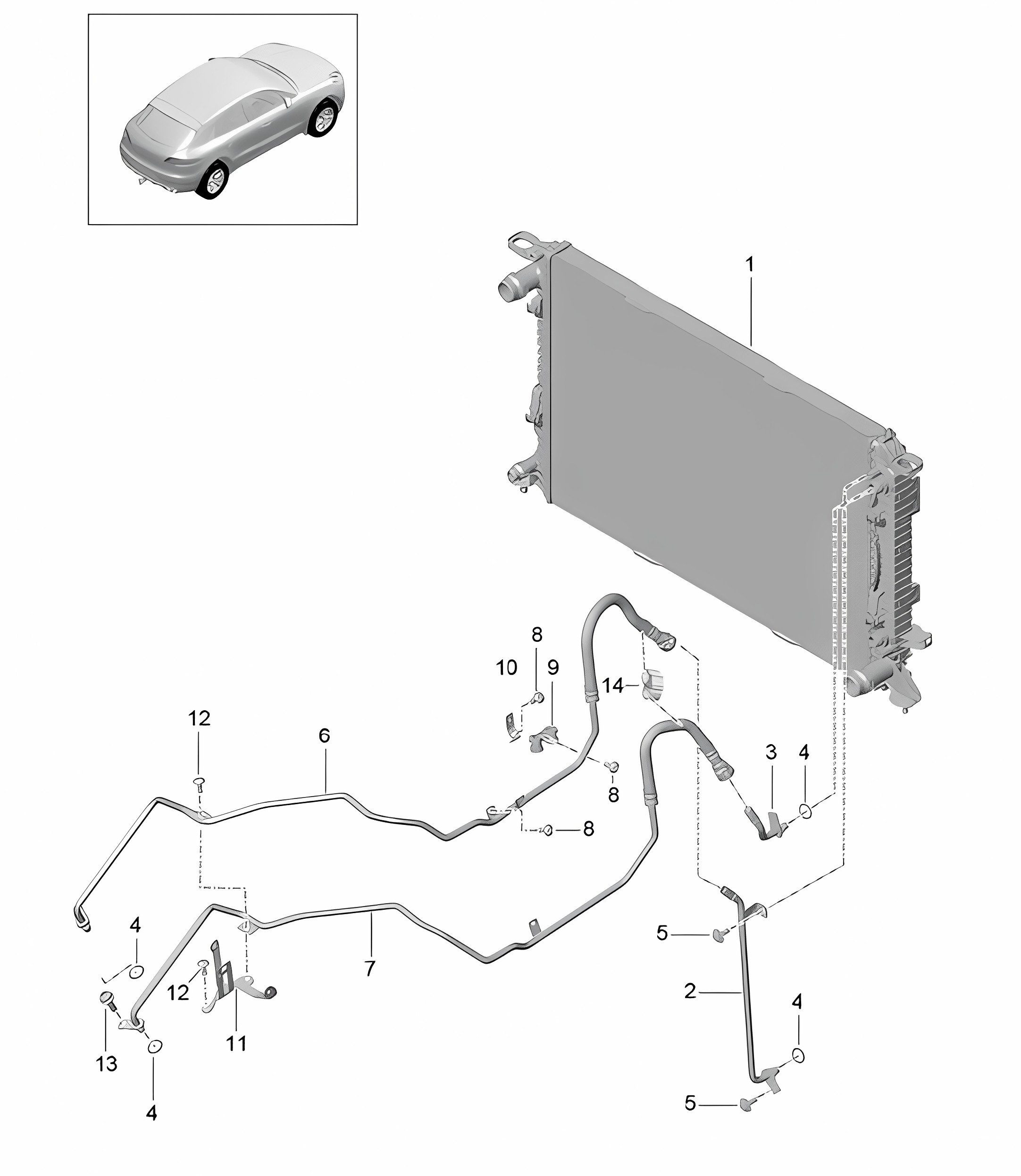- PDK - Gearbox / Gear oil cooler / Oil pressure line (Model: CTLA,CTL, CTMA,CTM, DCNA,DCN, DHKA,DHK) 95B.1 Macan 3.0L / 3.6L  2014-18