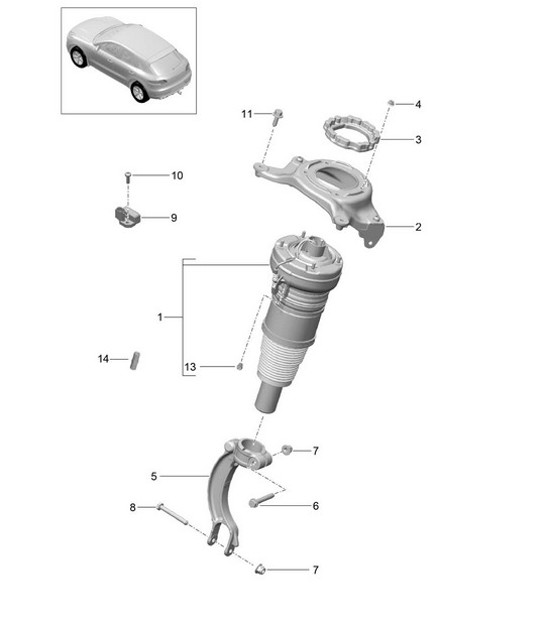 Diagram 402-005 Porsche 955 Cayenne Turbo 4.5L 2003-06 Front Axle, Steering 