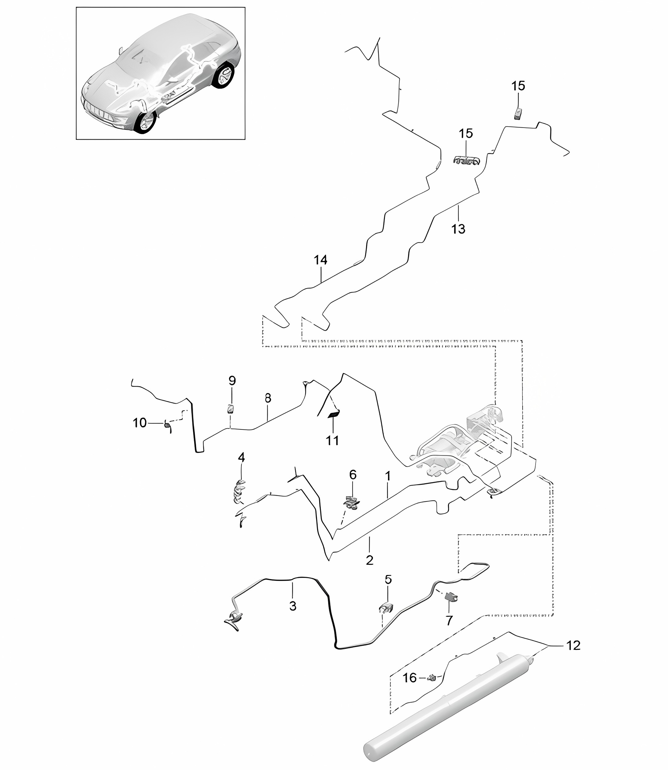 Adaptive suspension / Pressure line / SAUGLEITUNGEN (PR:1BK) 95B.1 Macan 2014-18