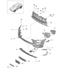 Voorbumper - GTS en Sport Design-pakket (PR:2D1,2D2, 2D5,2D6) - 95B.1 Macan 2014-18