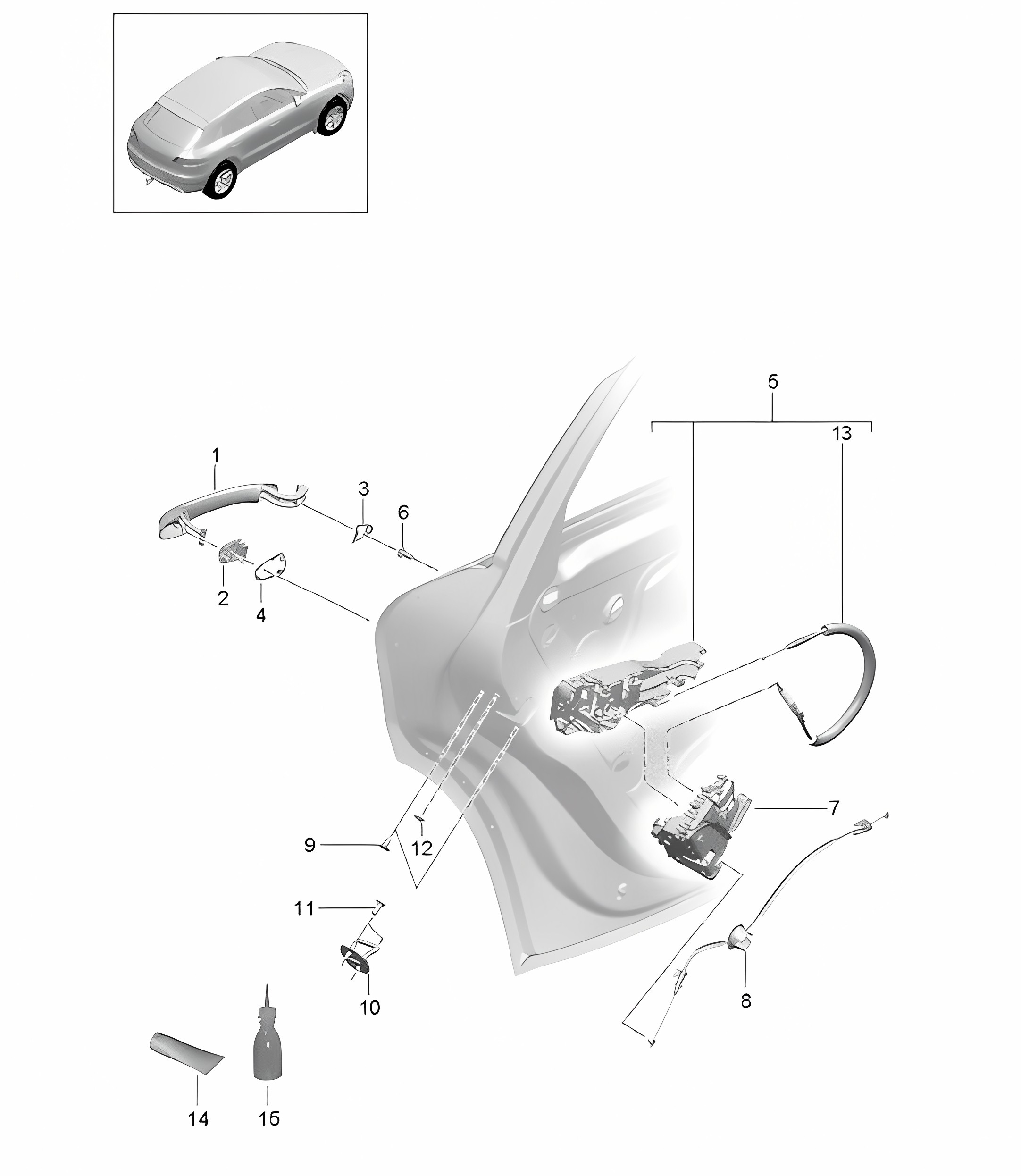 Door handles / Door lock - REAR - 95B.1 Macan 2014-18