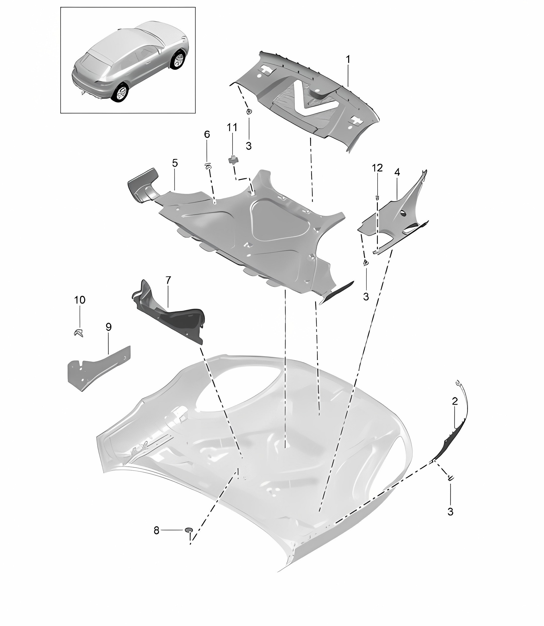 Trim / Sound absorber / Trim / Engine bay 95B.1 Macan 2014-18
