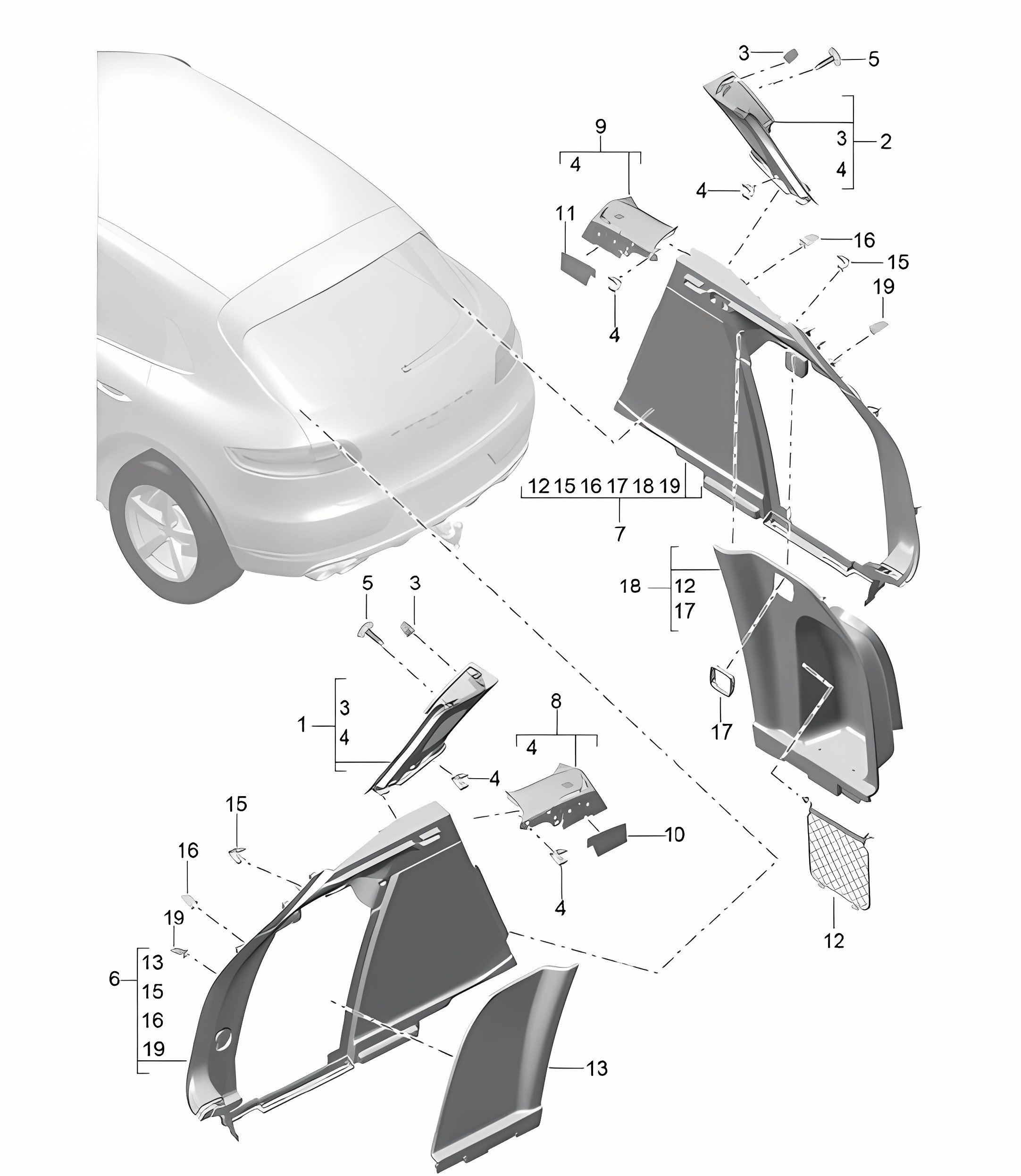 Trim / For luggage compartment / D-pillar - SIDE - 95B.1 Macan 2014-18