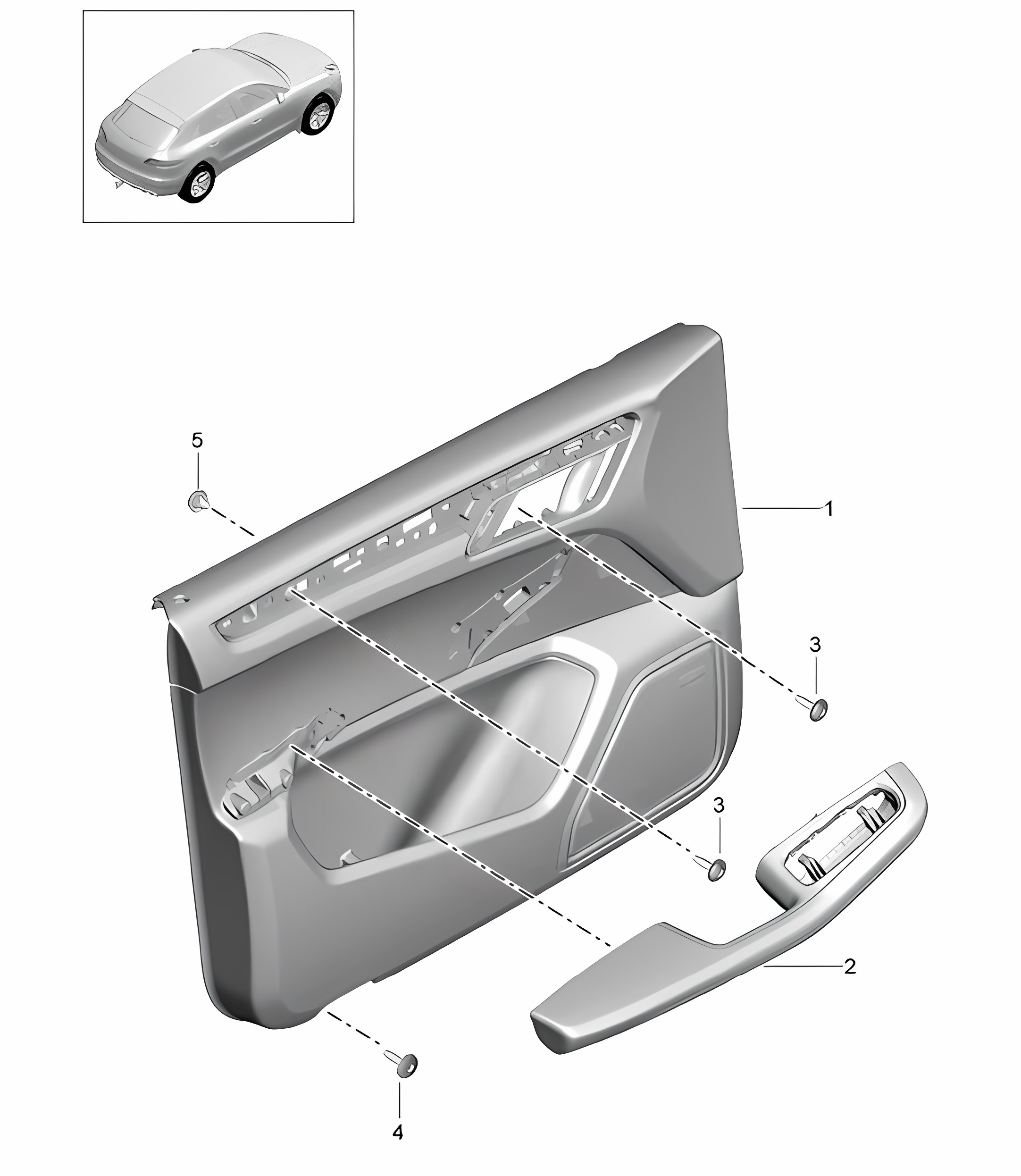 FRONT Door panel / Leather two-colour (PR:3LT) 95B.1 Macan 2014-18