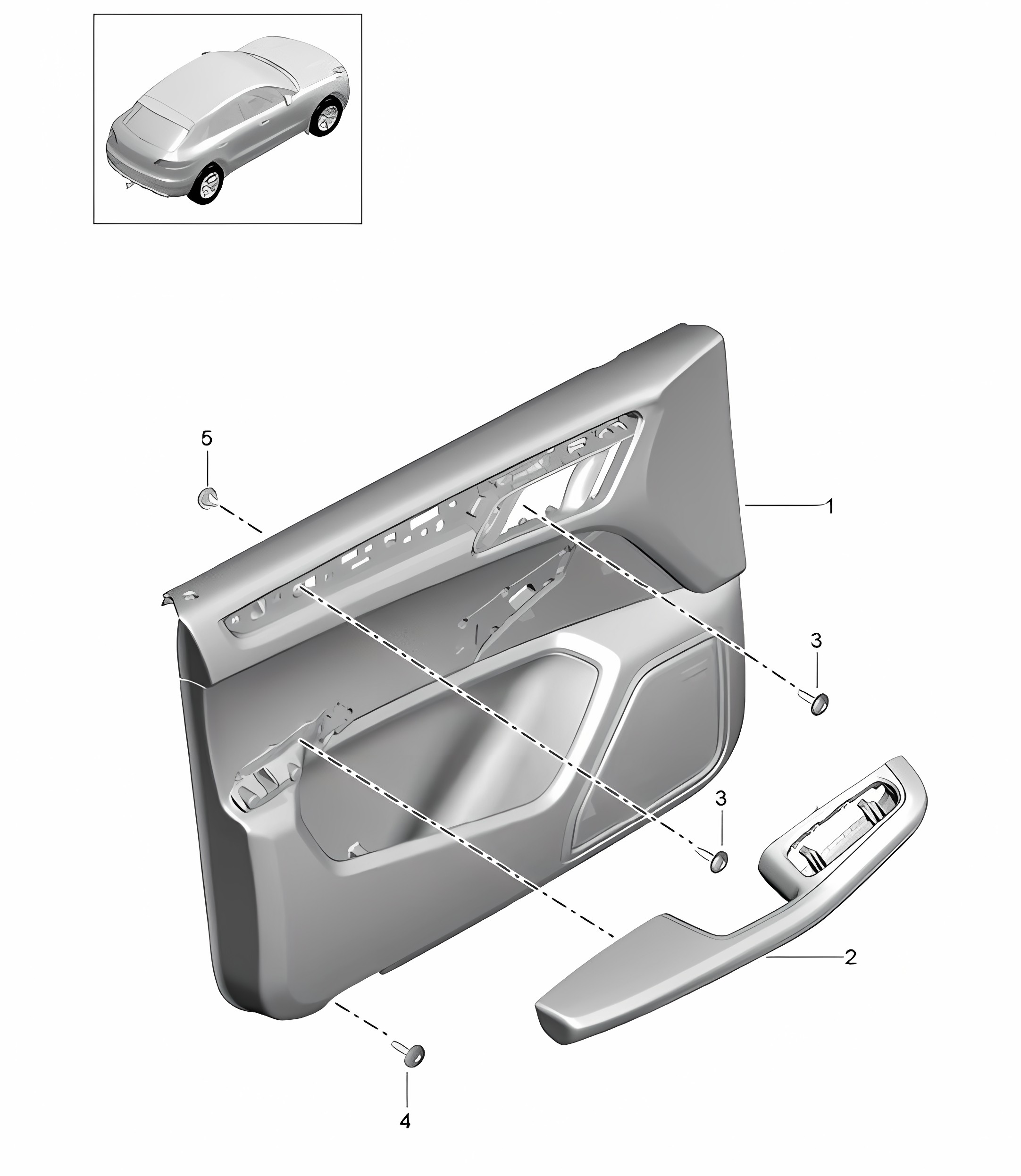 FRONT Door panel / Leather / Alcantara (PR:3LS) 95B.1 Macan 2014-18