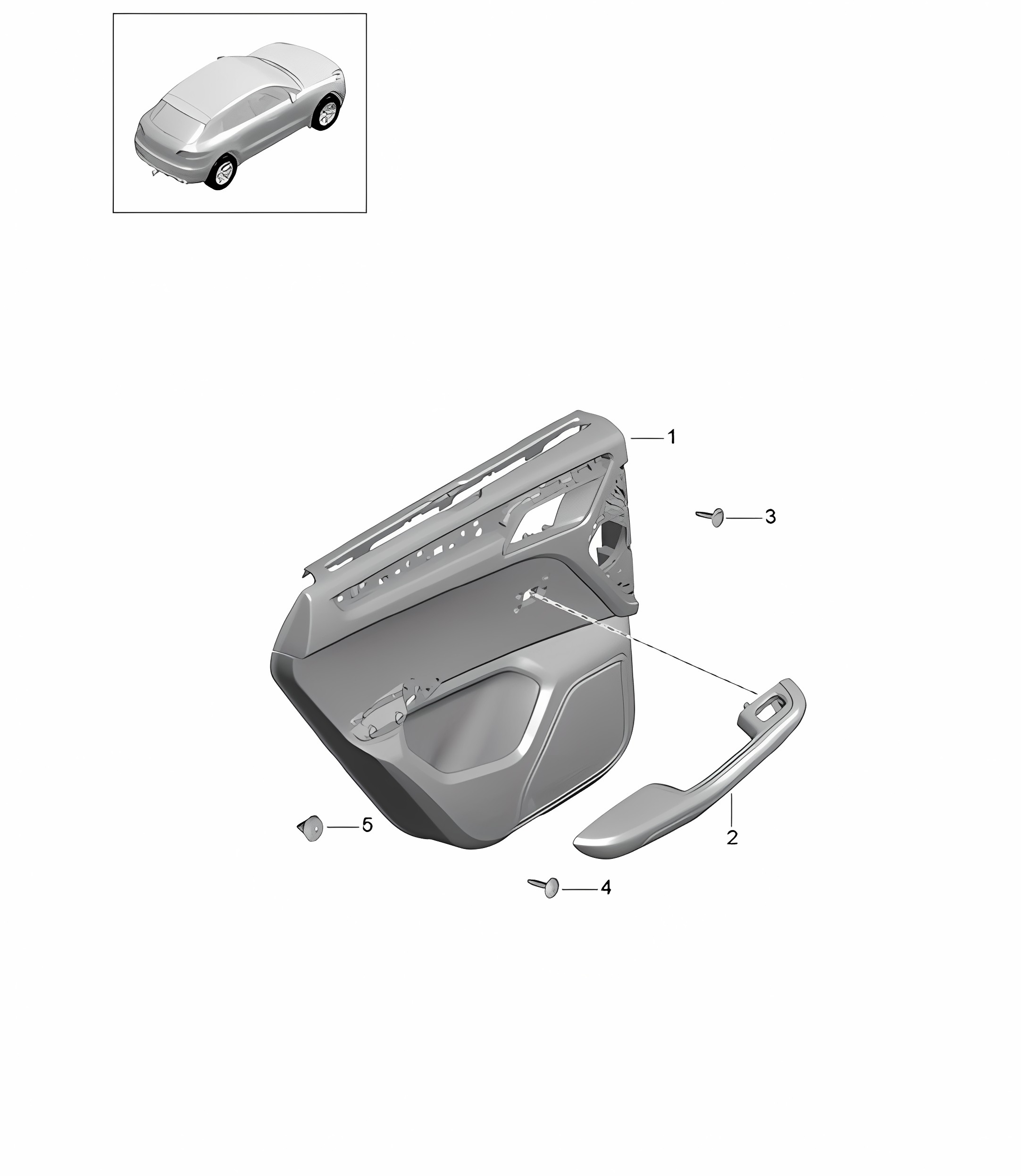 REAR Door panel / Leather package / Alcantara / slush technology (PR:4AH) 95B.1 Macan 2014-18