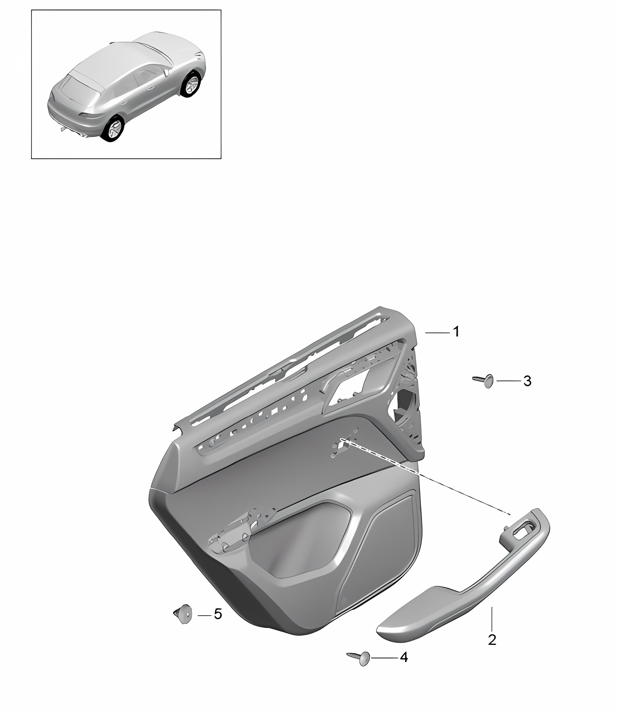 REAR Door panel / Leather two-colour (PR:3LT) 95B.1 Macan 2014-18