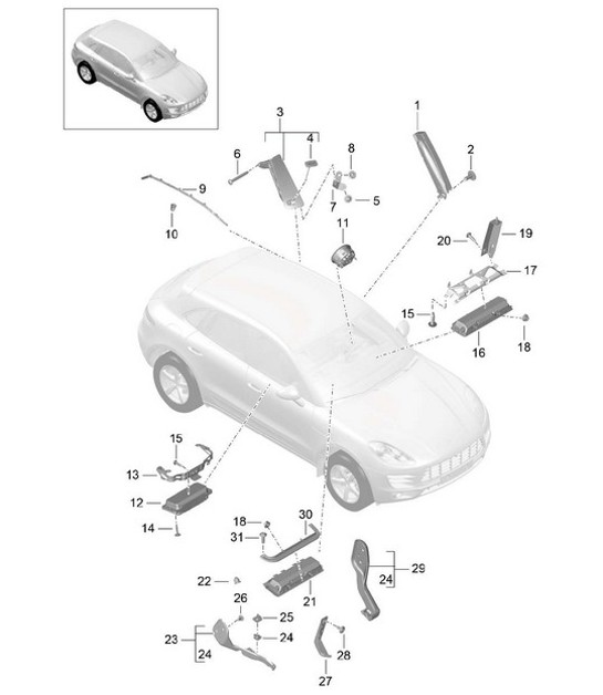 Diagram 812-050 Porsche Macan (95B) MK1 (2014-2018) Body