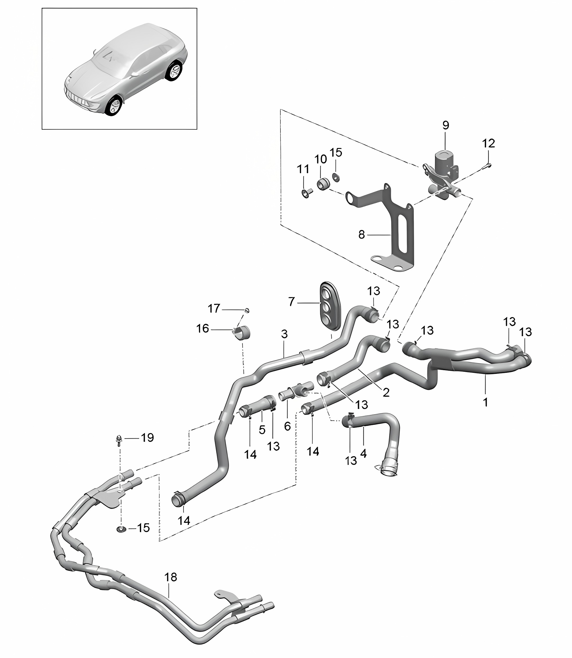 Heater / with: Auxiliary heater / for models with diesel engine (Model: V6 TDI PR:D43,DD7, D51,D1V) 95B.1 Macan 3.0L V6 TDI 2014-18