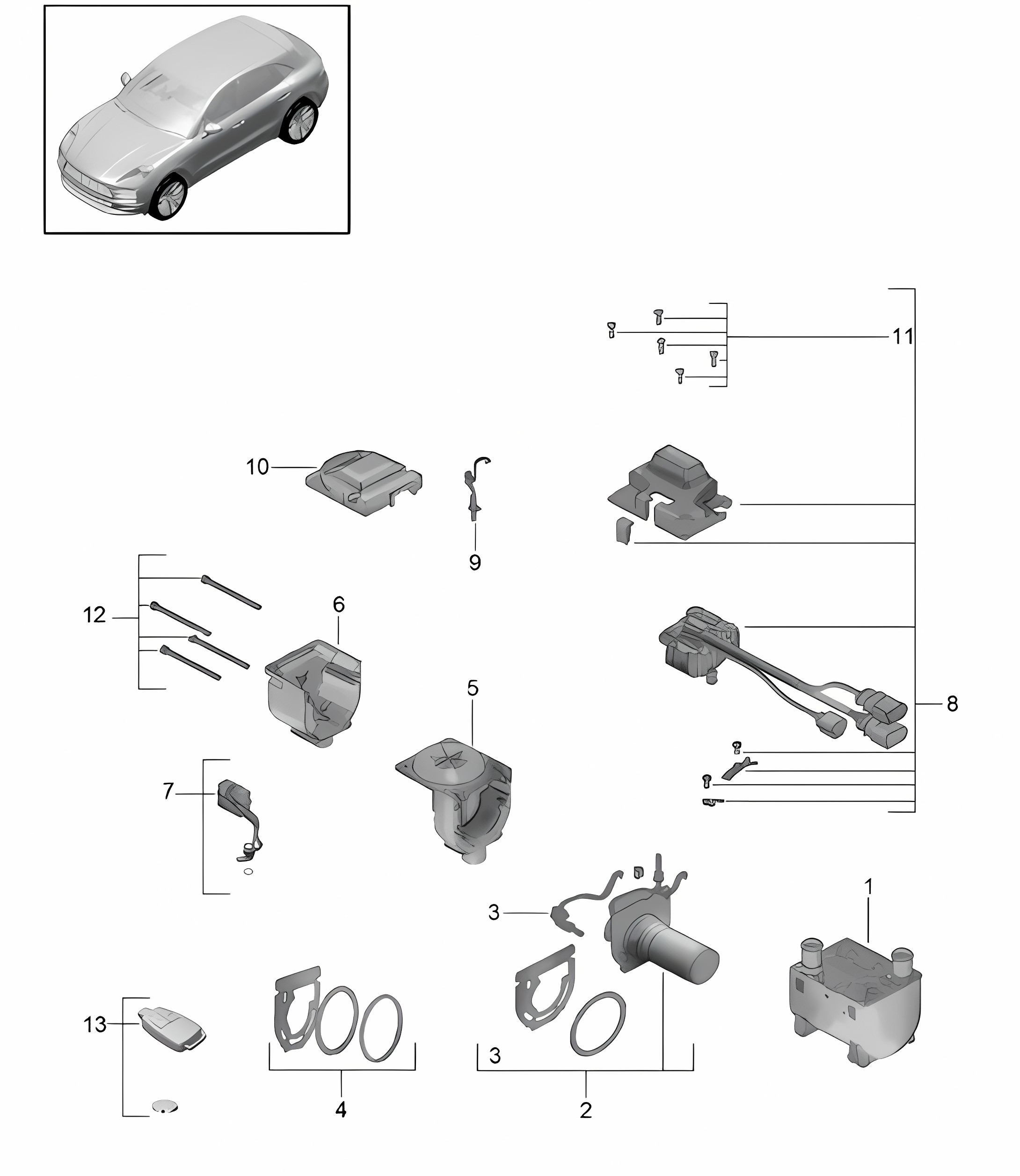 Auxiliary heater / Heater unit / Repair set (PR:9M1,9M9) 95B.1 Macan 2014-18