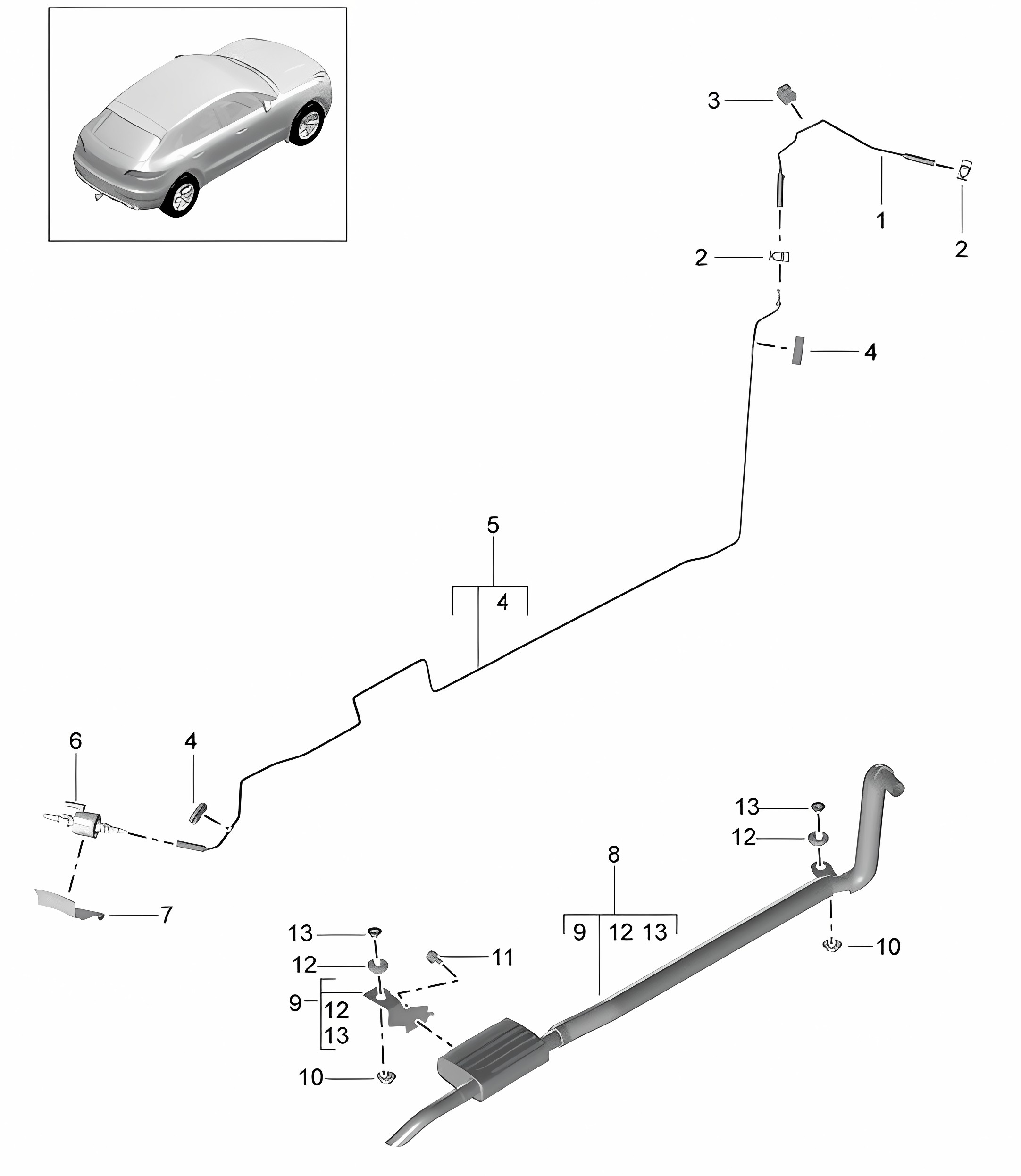 Auxiliary heater / Fuel system and exhaust system 95B.1 Macan 2014-18
