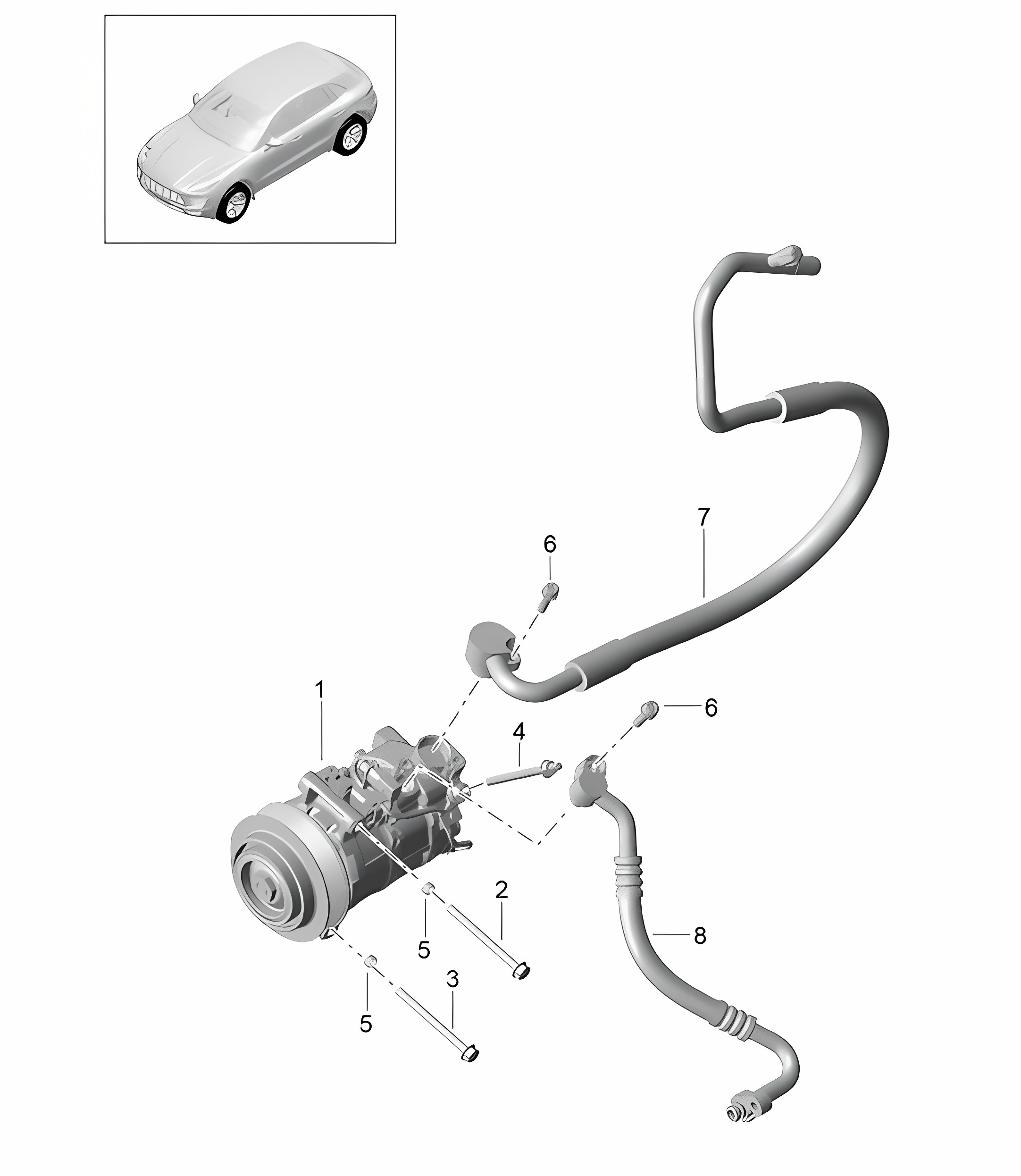 Compressor / Air conditioning R134A (PR:KK1) 95B.1 Macan 2014-18