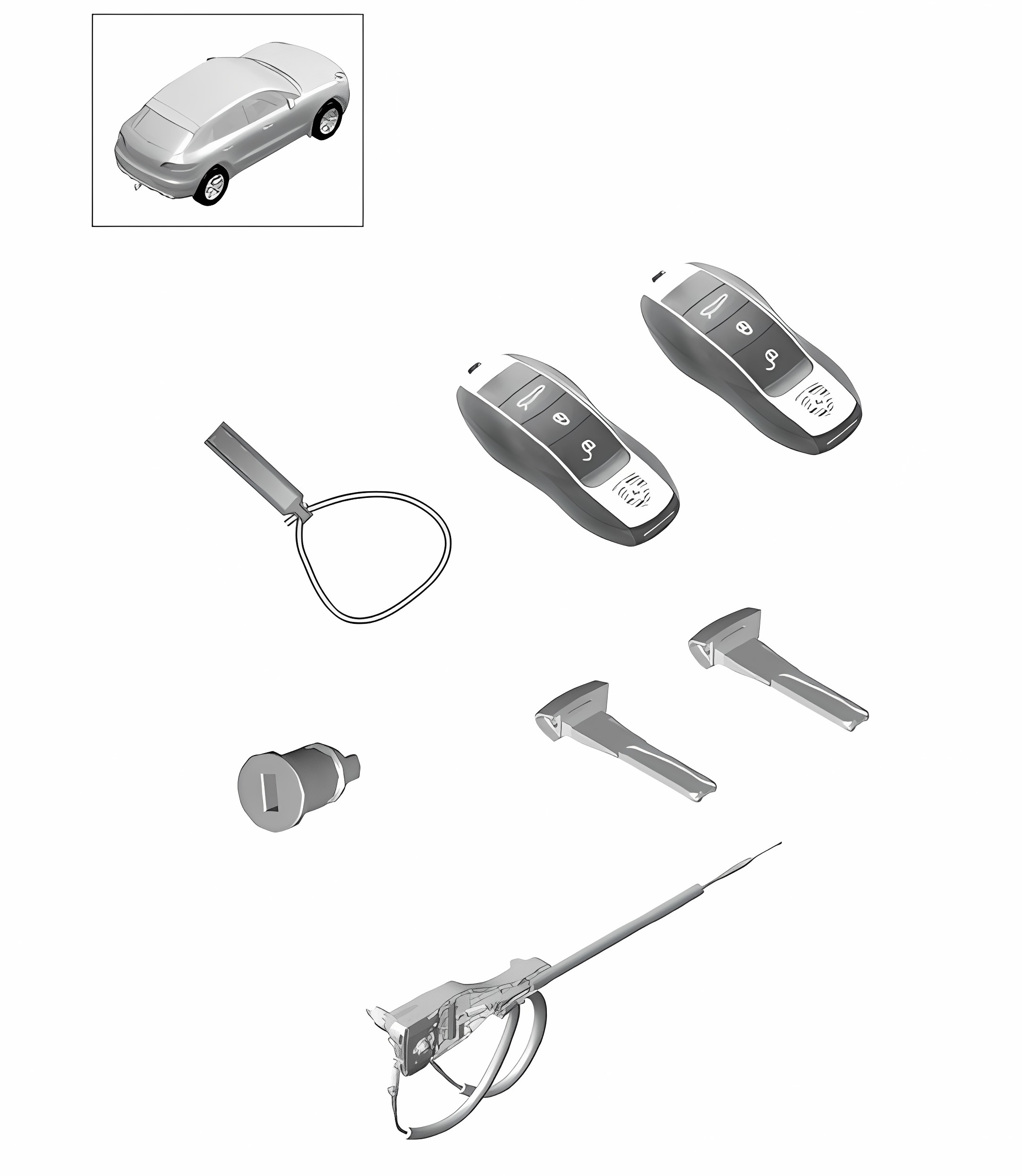 Set of lock cylinders 95B.1 Macan 2014-18