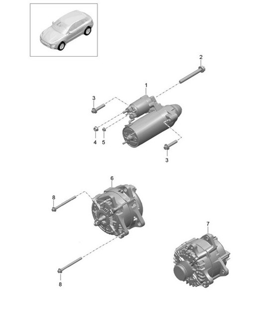 Diagram 902-005 Porsche Macan (95B) MK1 (2014-2018) Materiale elettrico