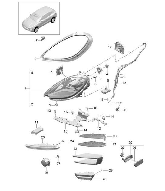 Diagram 905-001 Porsche Macan (95B) MK1 (2014-2018) Electrical equipment