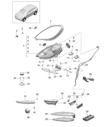 Headlights XENON  / Turn signal repeater  / Fog lights (PR:8BC,8BE, 8EA,8JD,8BB, 8JE,8BZ,8EF) 95B.1 Macan 2014-18