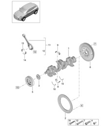Crankshaft / Connecting rod / Vibration damper - PR:T2G - 95B (II / III) Macan 2.0L 2019 - 2024