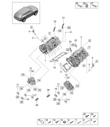 Culasse - Modèles : DLZ, DLZB, DGR, DGRB, DGRC - 95B (II/III) Macan 2,9 L/3,0 L 2019-2024