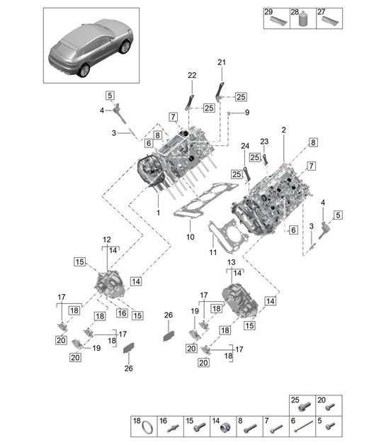Diagram 103-000 Porsche 992.1 Carrera 4 3.0L 2019-24 Moteur