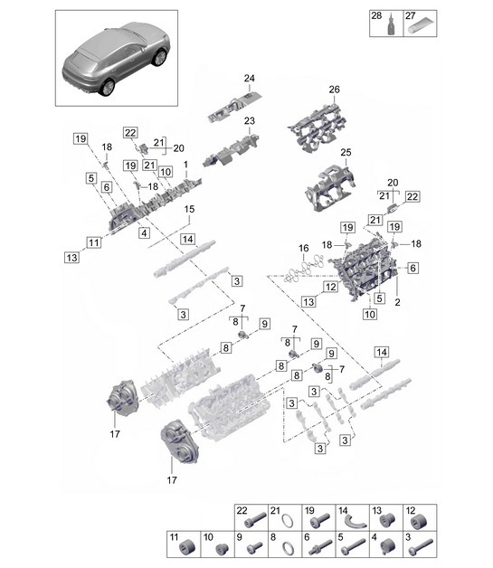 Diagram 103-055 Porsche Macan (95B) MK1 (2014-2018) Engine