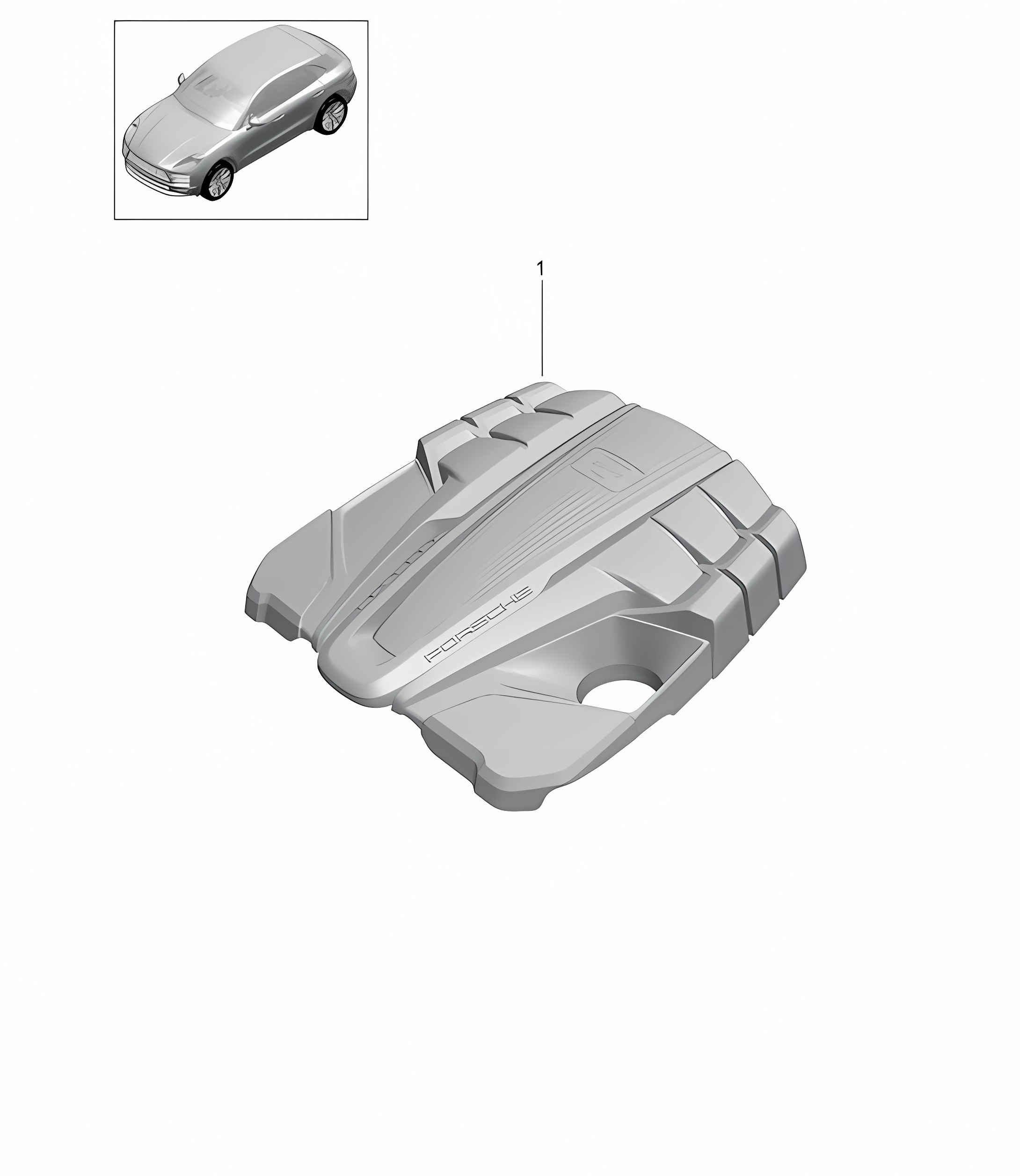 Engine cover / Engine bay - PR:D1C, DC5 +  GP2 -  95B (II / III) Macan 2.9L / 3.0L 2019 - 2024