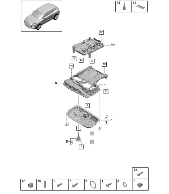 Diagram 104-050 Porsche Macan (95B) MK1 (2014-2018) Engine
