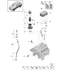 Oil filter / Console / Oil cooler - Model: DLZ,DLZB, DGR,DGRB, DGR,DGRC - 95B (II / III) Macan 2.9L / 3.0L 2019 - 2024