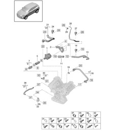 Coolant cooling system - PR:TV8 + GP2 - 95B (II / III) Macan 2.9L 2019 - 2024