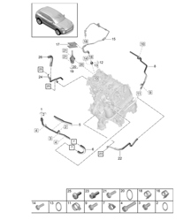 Coolant cooling system - 1 - PR:T2B - 95B (II / III) Macan 2.0L  2019 - 2024