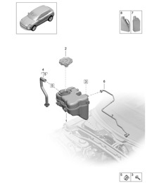 Coolant expansion tank / Coolant additive - PR:L0L (Left-Hand drive) +GP1 -  95B (II / III) Macan 2019 - 2024