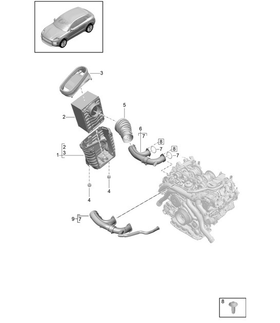 Diagram 106-005 Porsche 997 MK1 Carrera 2S 3.8L 2005-08 Motor