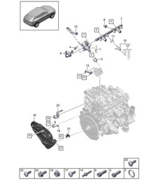 Conduite de collecte de carburant / Injecteur haute pression / Pompe haute pression - PR:T2B - 95B (II / III) Macan 2.0L 2019 - 2024