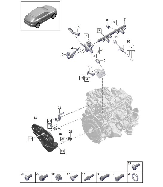 Diagram 107-020 Porsche Macan (95B) MK1 (2014-2018) Moteur