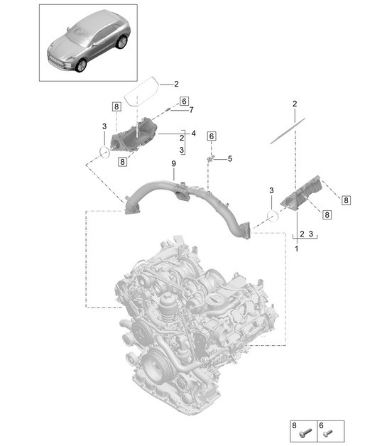 Diagram 107-100 Porsche Macan (95B) MK1 (2014-2018) Engine