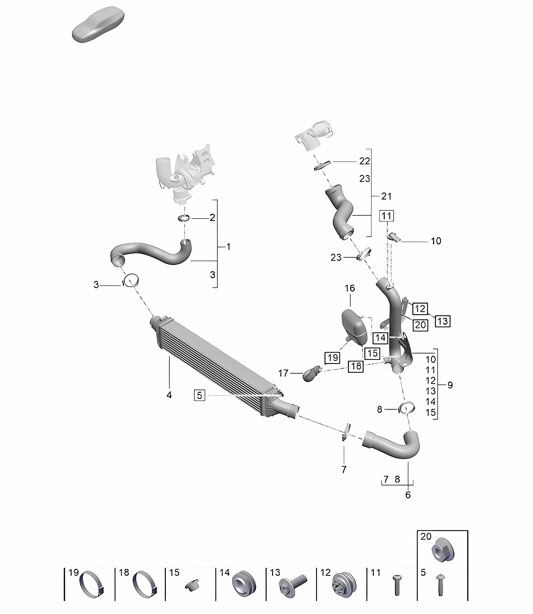 Charge air cooler - PR:T2B -  95B (II / III) Macan 2.0L 2019 - 2024